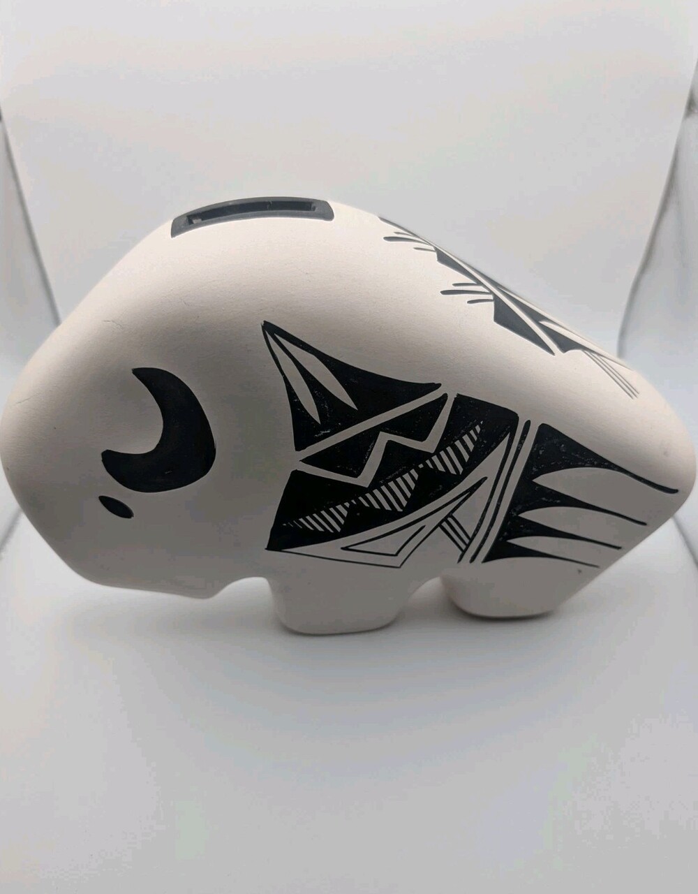 Buffalo Figurine Native American Black White Ceramic Collection
